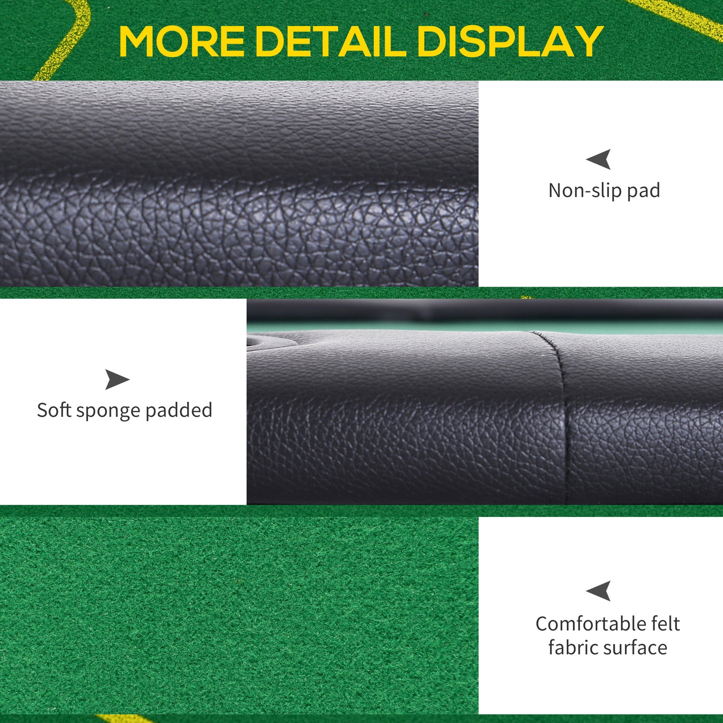 Foldable Poker Mat for 10 Players, Oval Poker Table Top with Cup Holders, Portable Poker Table Cloth with Carrying Bag, 180 x 90cm - Green
