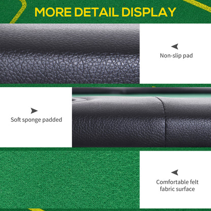 Foldable Poker Mat for 10 Players, Oval Poker Table Top with Cup Holders, Portable Poker Table Cloth with Carrying Bag, 180 x 90cm - Green