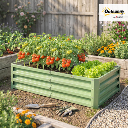 216L Raised Garden Bed, Galvanised Planter Box Outdoor with Open Bottom, Metal Raised Garden Bed Kit for Vegetables, Flowers and Herbs, 120 x 60 x 30.5cm, Light Green