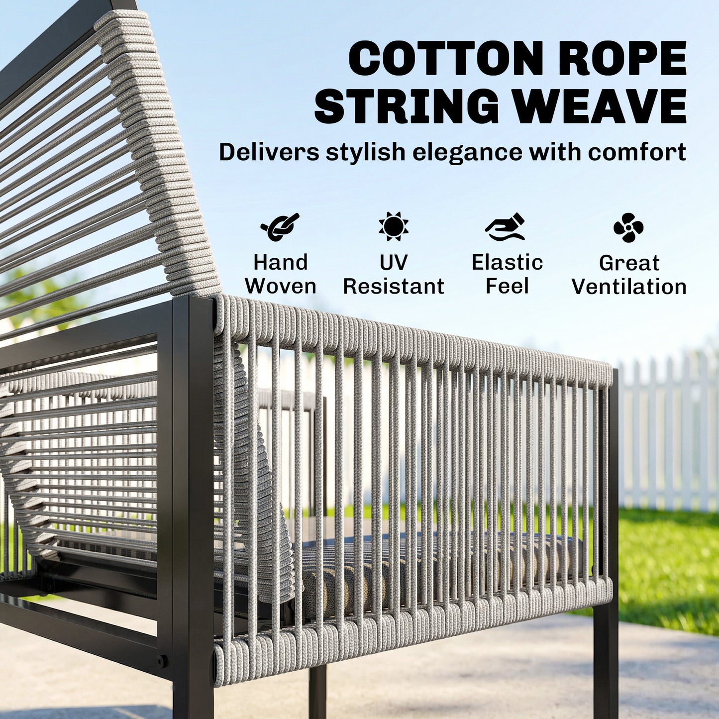 Garden Dining Set, Outdoor Table and Chairs with Foldable Backrest