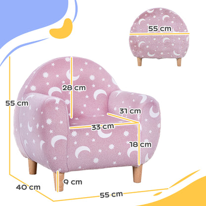 Kids Armchair, Glow in the Dark Single Chair for Bedroom, Pink