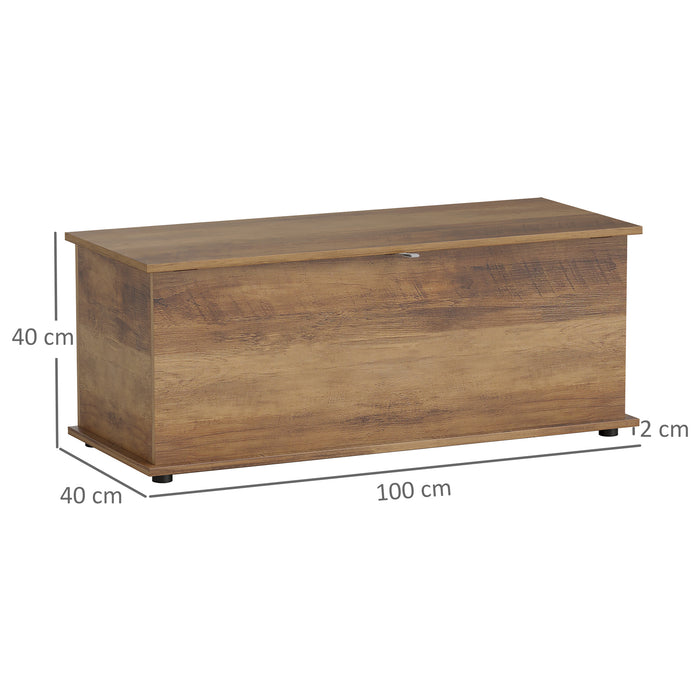 Storage Chest With Lid, 113L Storage Box, Grey Wood Grain