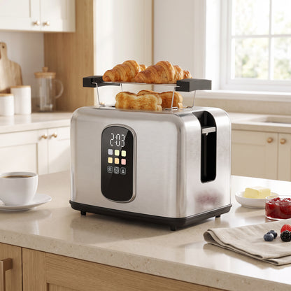 2 Slice Toaster with Touch Screen, LED Countdown, 6 Browning Levels