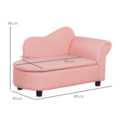 Kids Sofa Couch Toddler Armchair with Storage for Bedroom Pink