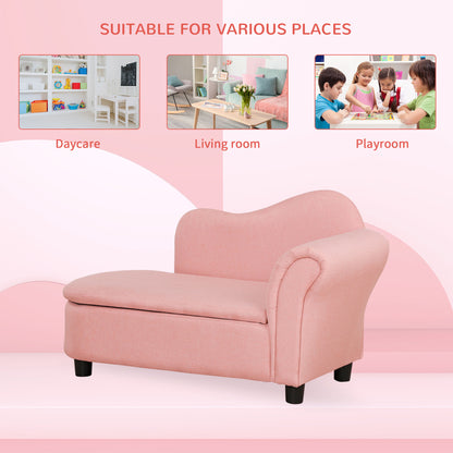 Kids Sofa Couch Toddler Armchair with Storage for Bedroom Pink