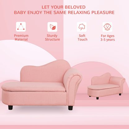 Kids Sofa Couch Toddler Armchair with Storage for Bedroom Pink