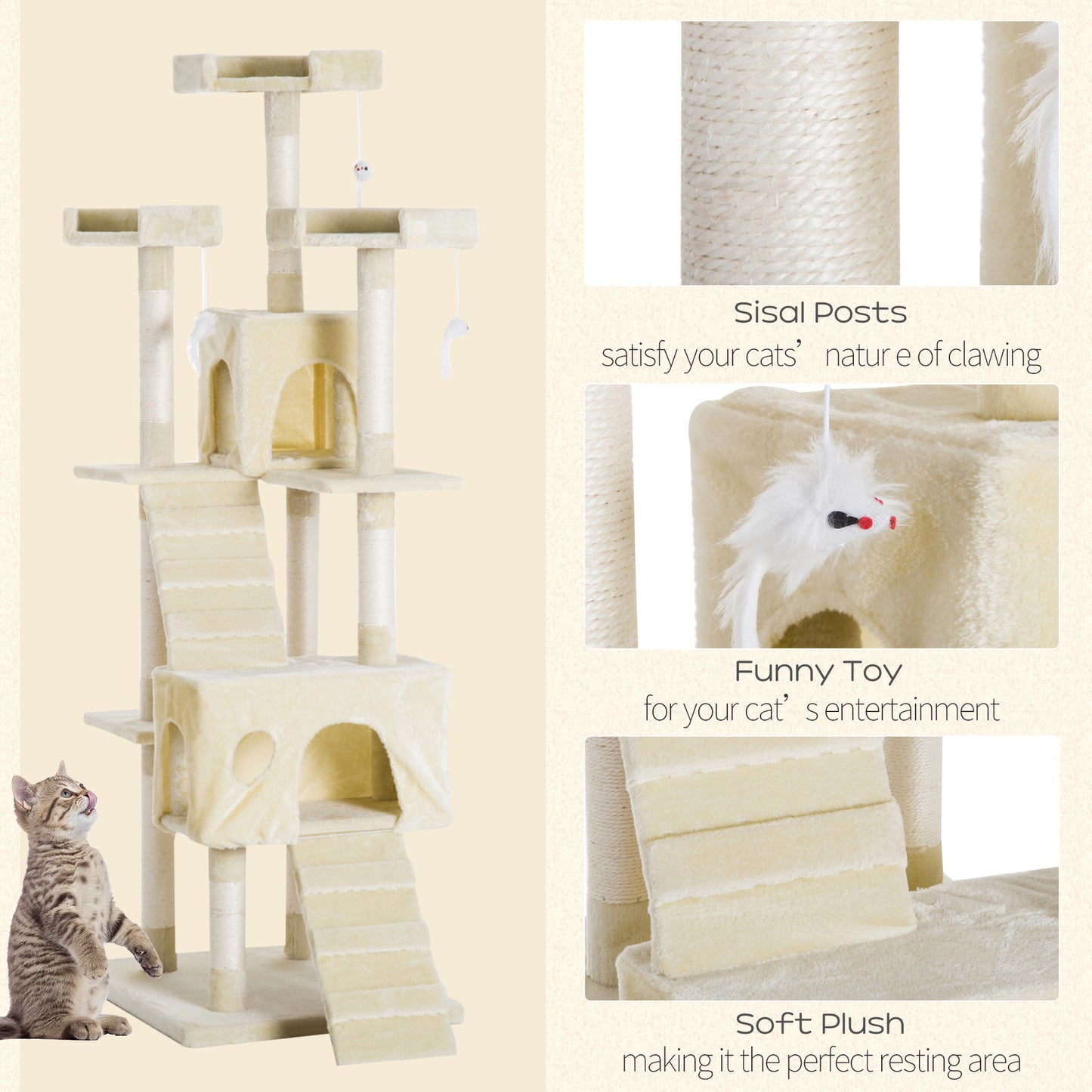 Condo Furniture Scratcher Post Pet Cat Tree Kitten Bed House Play Toy