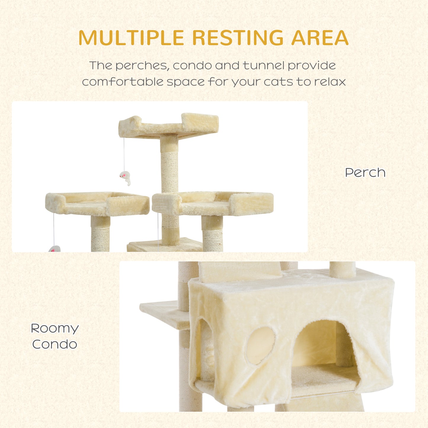 Condo Furniture Scratcher Post Pet Cat Tree Kitten Bed House Play Toy