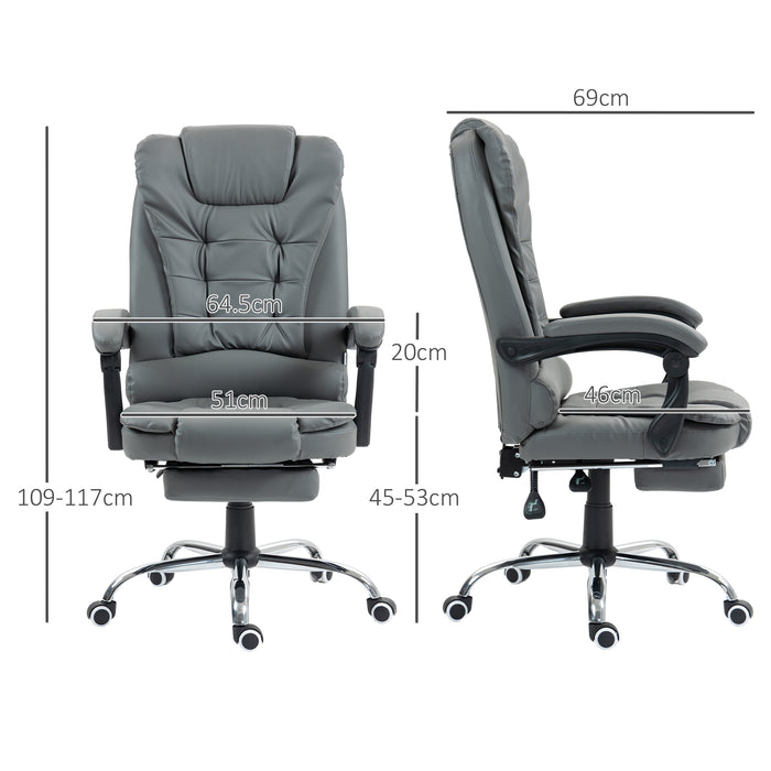 Executive Office Chair PU Leather Swivel Chair with Footrest Grey