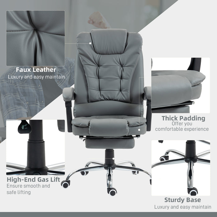 Executive Office Chair PU Leather Swivel Chair with Footrest Grey