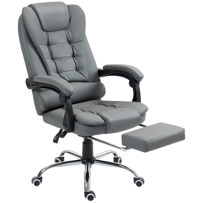 Executive Office Chair PU Leather Swivel Chair with Footrest Grey