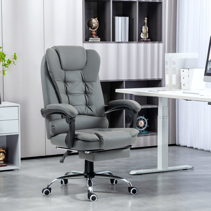 Executive Office Chair PU Leather Swivel Chair with Footrest Grey