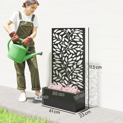 Metal Raised Garden Bed with Trellis, Outdoor Elevated Planter Box