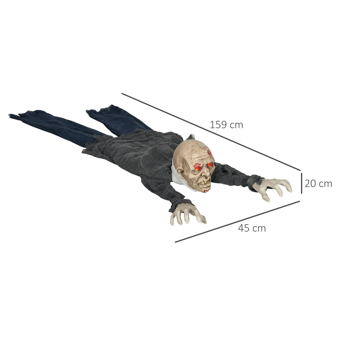 5.2ft Halloween Outdoor Decoration Crawling Zombie, Sound Activated