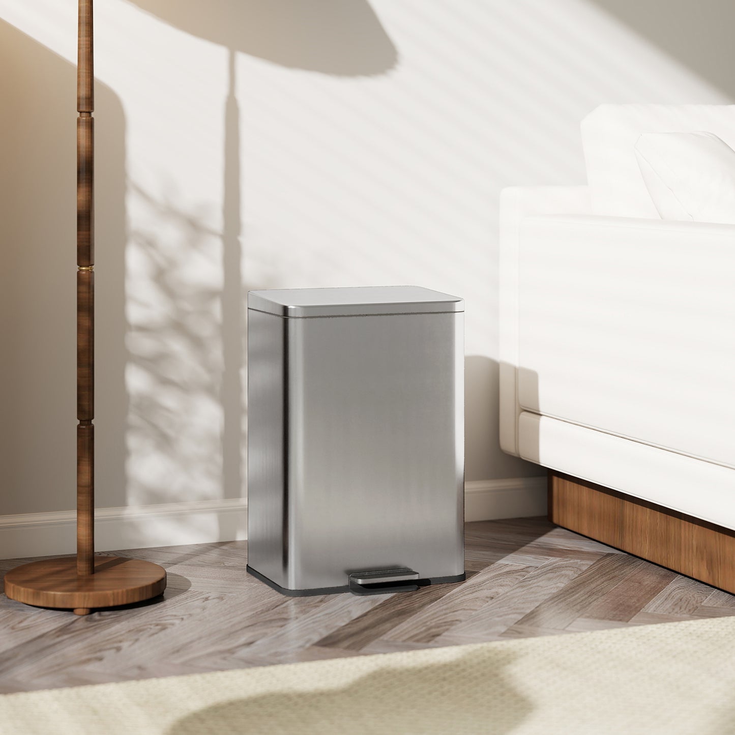 Pedal Bin with Soft-Close Lid, 20L Stainless Steel Kitchen Bin Silver