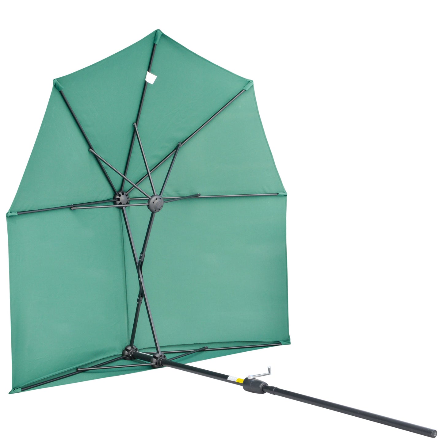 2m Half Parasol Market Umbrella Garden Balcony Parasol with Crank Handle, Cross Base, Double-Sided Canopy, Green