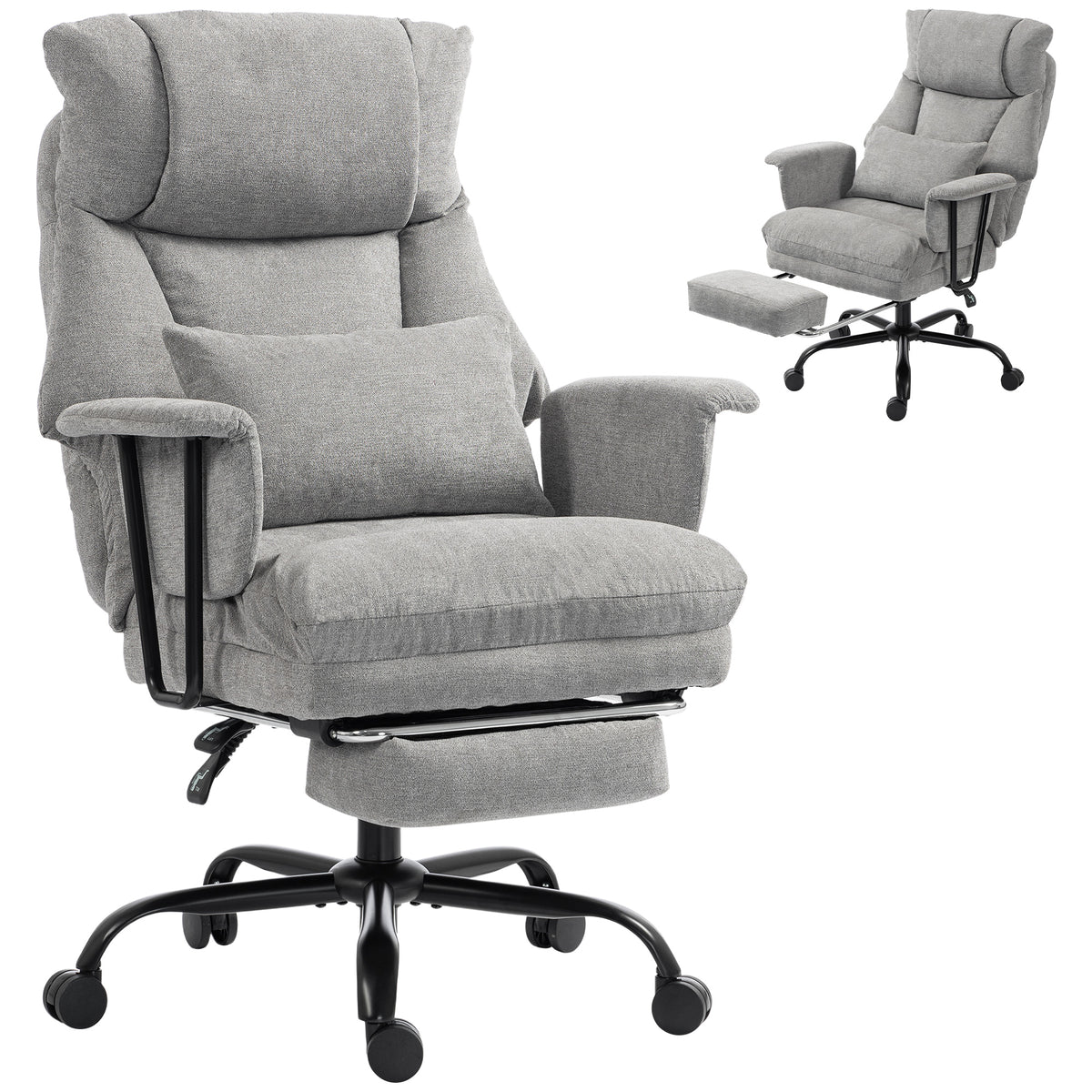180kg Office Chair, Desk Chair with Lumbar Support, Grey
