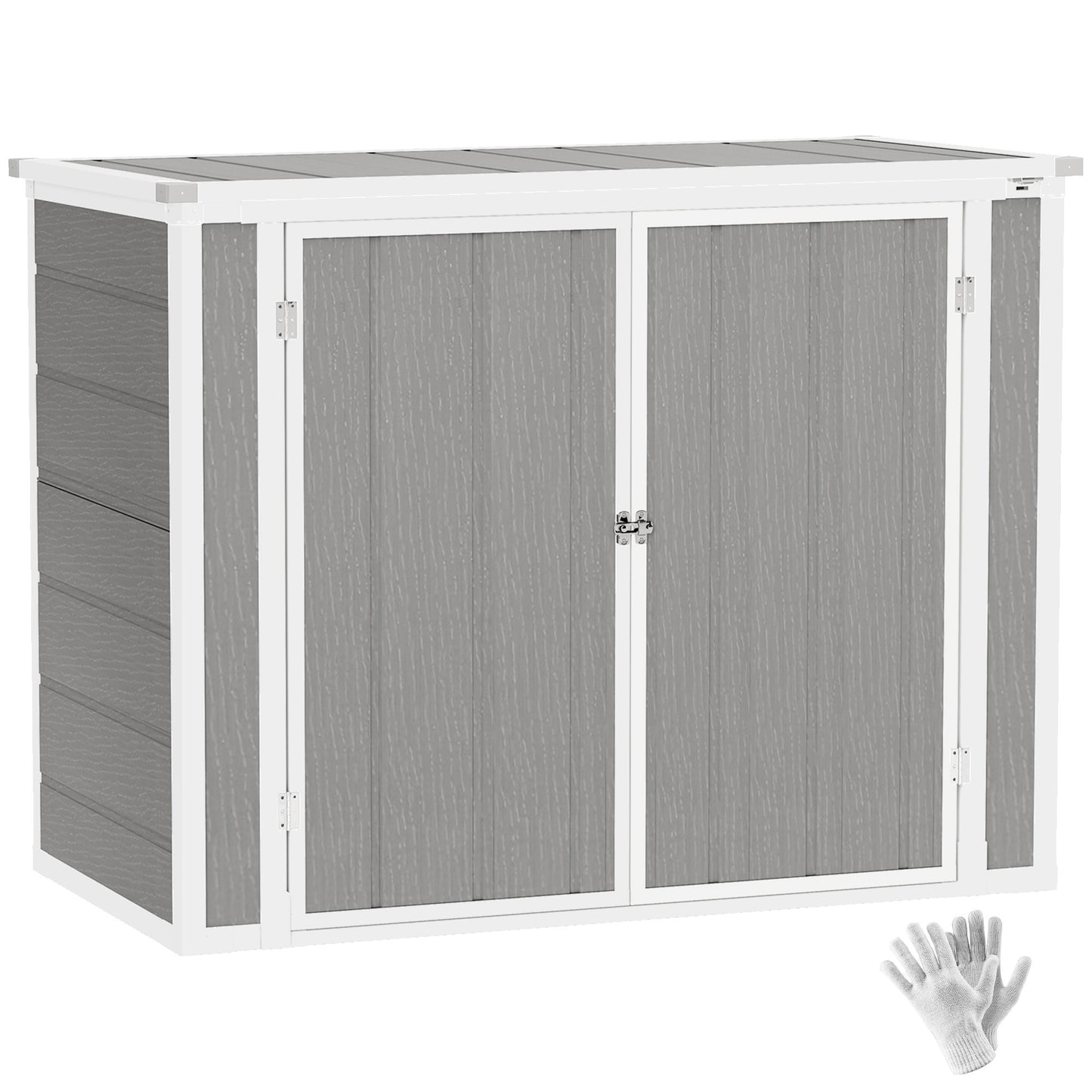 4.7 x 2.5FT Lockable Garden Shed, Double Bin Storage Shed, Grey