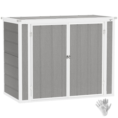 4.7 x 2.5FT Lockable Garden Shed, Double Bin Storage Shed, Grey