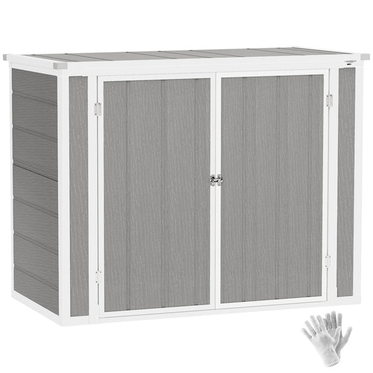 4.7 x 2.5FT Lockable Garden Shed, Double Bin Storage Shed, Grey