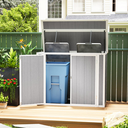 4.7 x 2.5FT Lockable Garden Shed, Double Bin Storage Shed, Grey