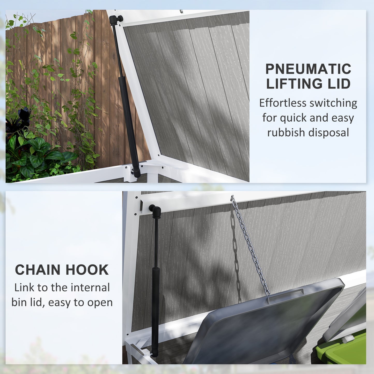 4.7 x 2.5FT Lockable Garden Shed, Double Bin Storage Shed, Grey