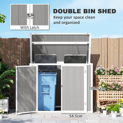 4.7 x 2.5FT Lockable Garden Shed, Double Bin Storage Shed, Grey