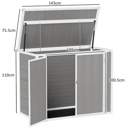 4.7 x 2.5FT Lockable Garden Shed, Double Bin Storage Shed, Grey