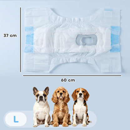 Disposable Dog Diapers Female, 48 Count Absorbent Dog Nappies, Puppy Sanitary Wraps Panties for Incontinence or Excitable Urination and Training, L, 28-50 cm