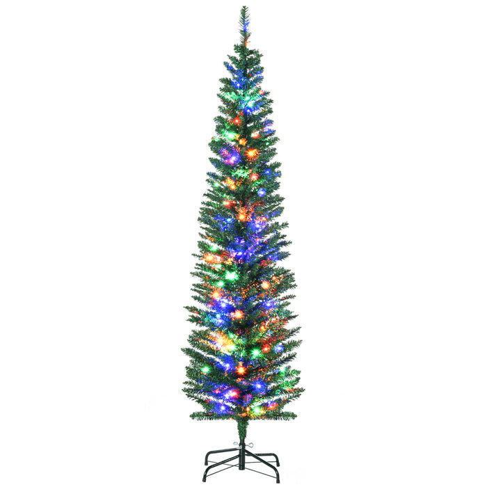 6' Artificial Prelit Christmas Trees Holiday D√©cor with Colourful LED Lights, Pencil Shape, Steel Base