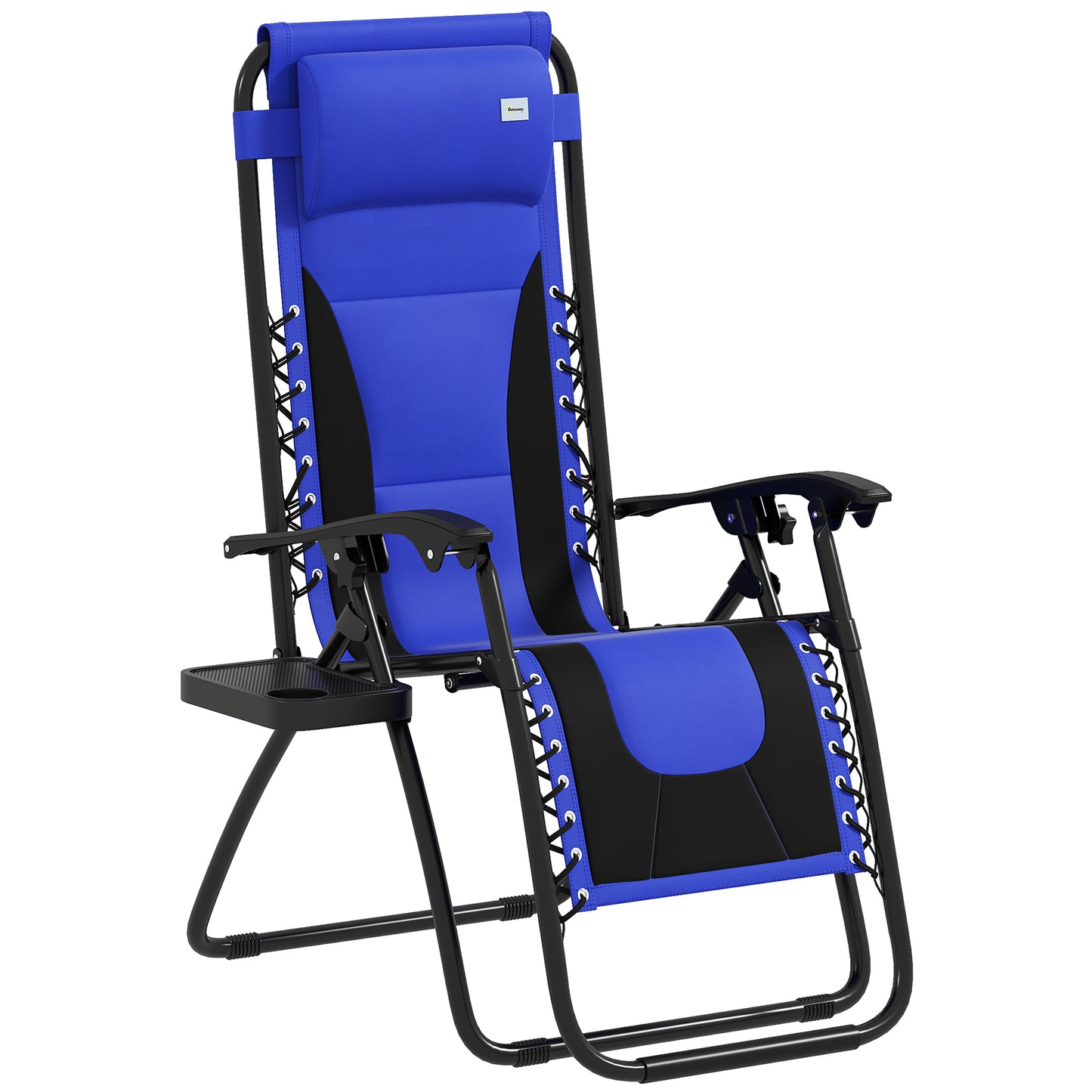Zero Gravity Lounger Folding Recliner Chair w/ Cup Holder Blue