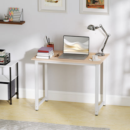 Computer Desk Dining Table Writing Table with Metal Frame, White