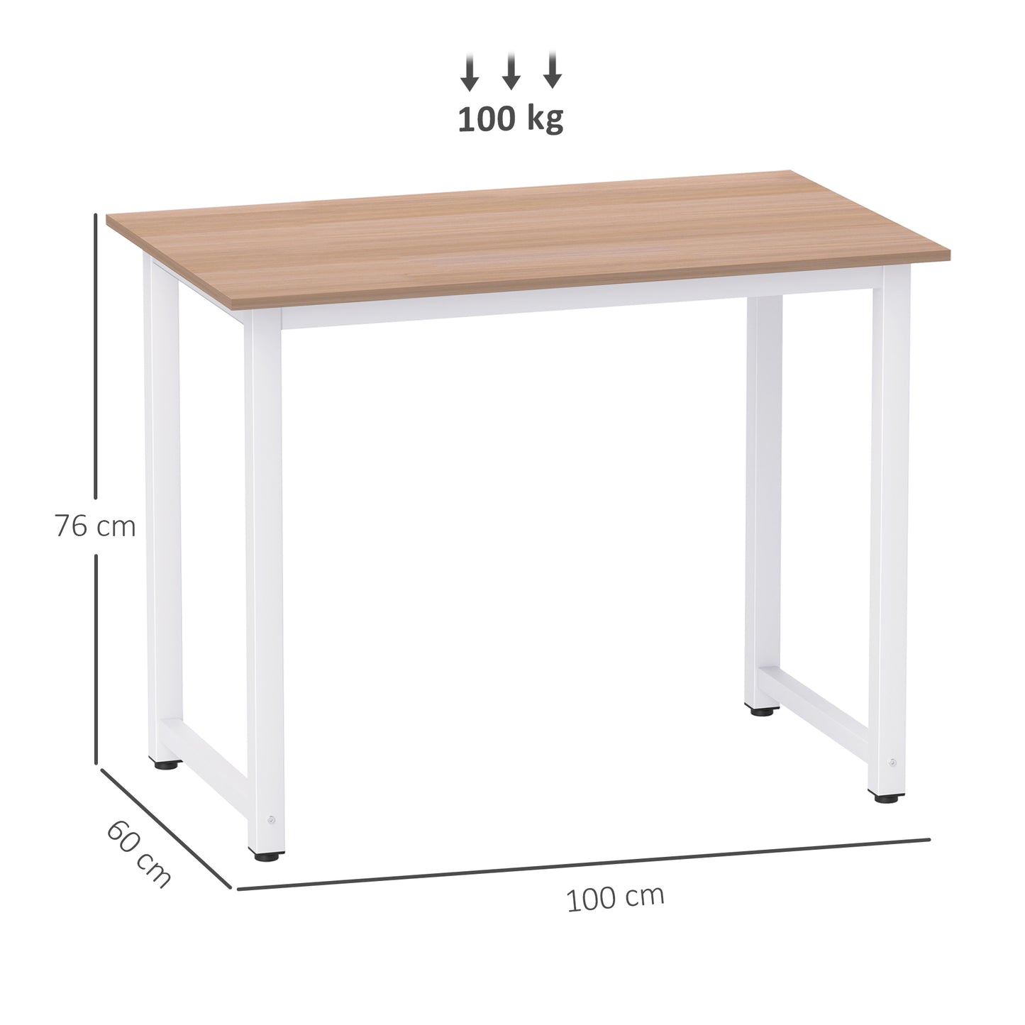 Computer Desk Dining Table Writing Table with Metal Frame, White
