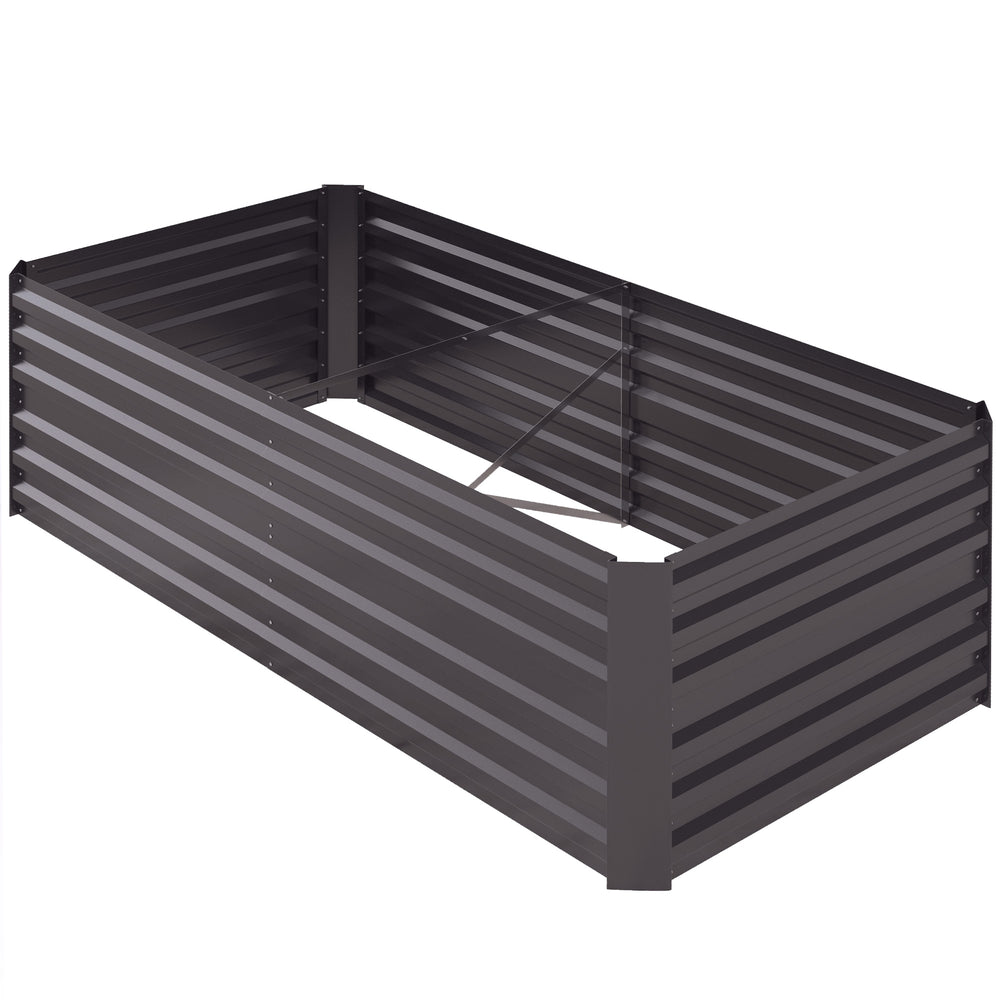 Raised Beds for Garden, Galvanised Steel Outdoor Planters with Multi-reinforced Rods, 180 x 90 x 59 cm, Grey