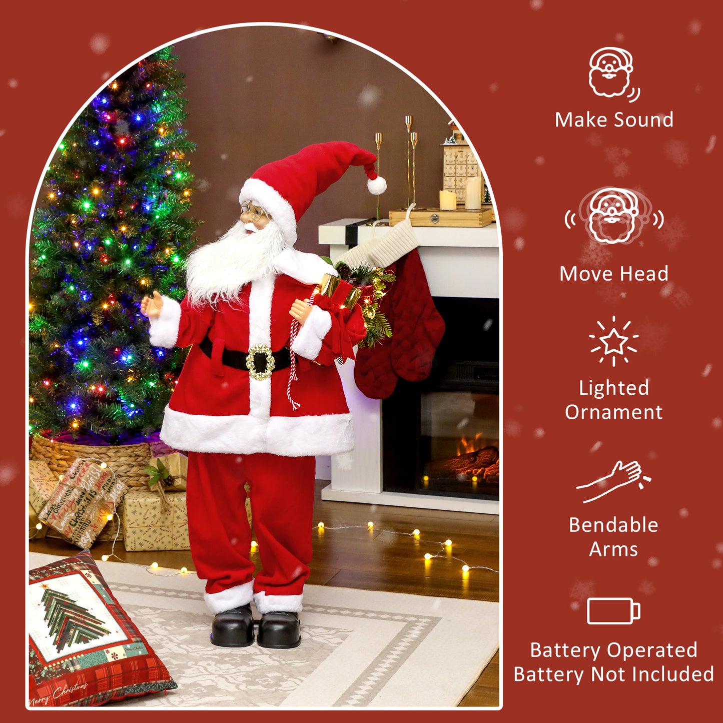 Life Size Animated Santa Claus with Sound Activated for Party