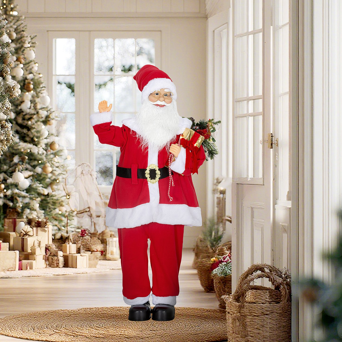 Life Size Animated Santa Claus with Sound Activated for Party