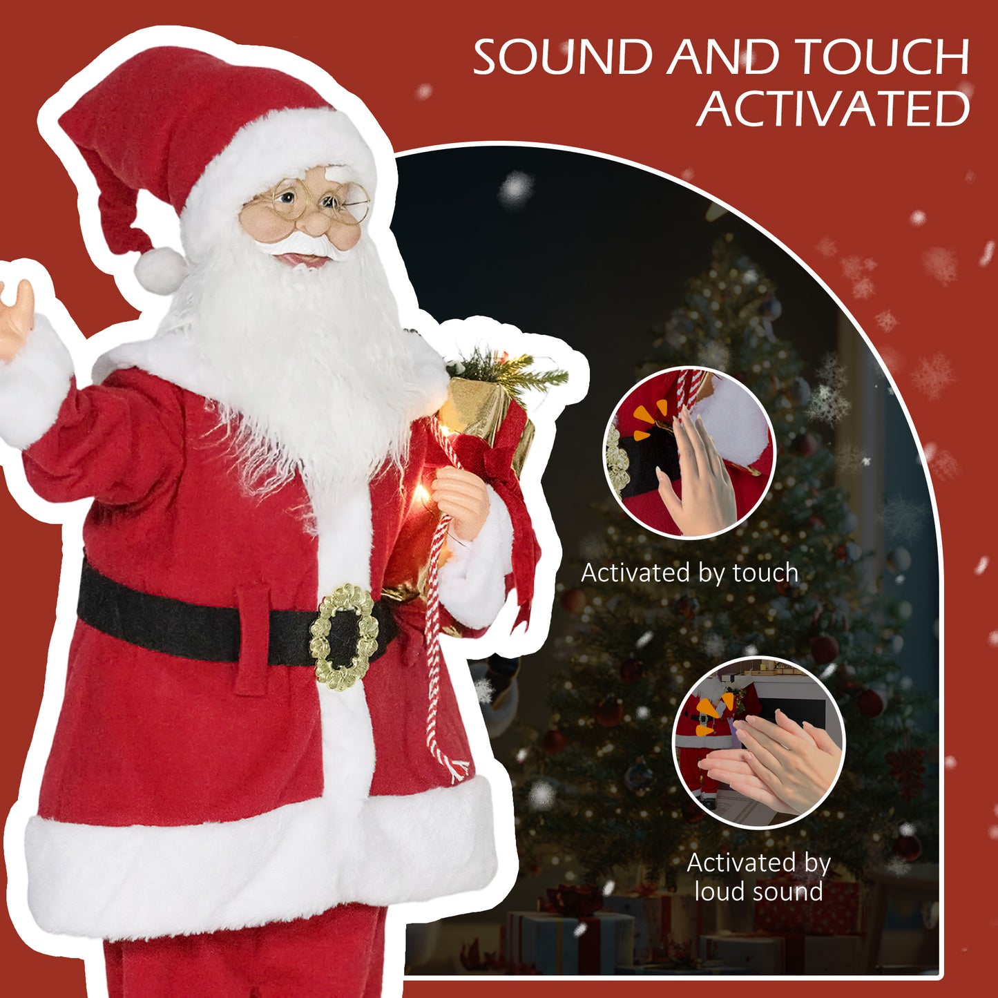 Life Size Animated Santa Claus with Sound Activated for Party