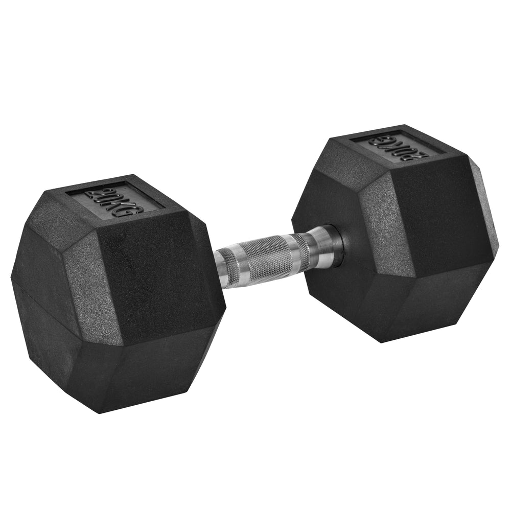 20KG Single Rubber Hex Dumbbell Portable Hand Weights Dumbbell Home Gym Workout Fitness Hand Dumbbell