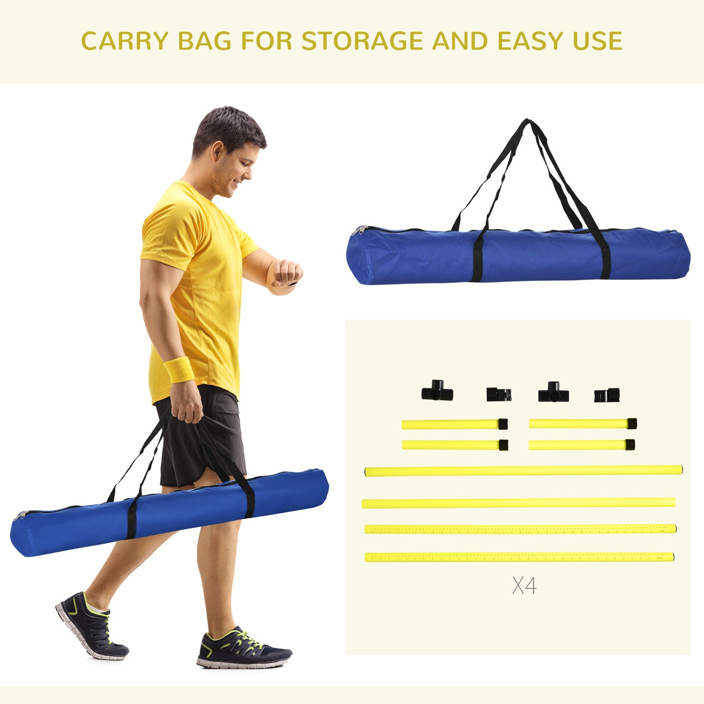 4 Pieces Dog Agility Training Equipment with Carrying Bag, Yellow