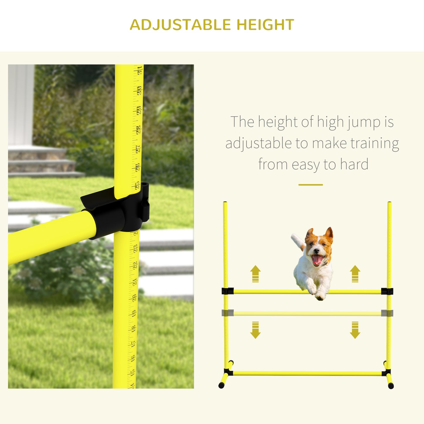 4 Pieces Dog Agility Training Equipment with Carrying Bag, Yellow