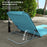 Metal Frame PE Fabric 2 Pieces Outdoor Beach Reclining Chair Set w/ Pillow Blue