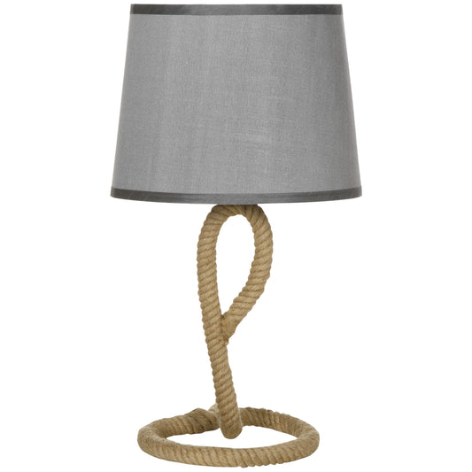 Nautical Table Lamp w/ Rope Base, Desk Fabric Light, Bedroom Living room