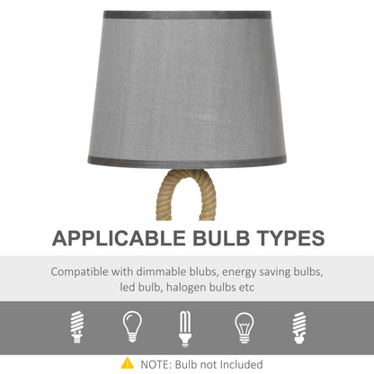 Nautical Table Lamp w/ Rope Base, Desk Fabric Light, Bedroom Living room