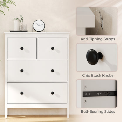 Modern Chest of Drawers, 4 Drawer Dresser for Bedroom, White