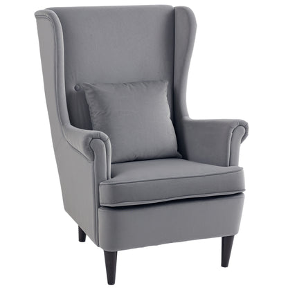 Wingback Chair, Modern Accent Chair for Living Room Bedroom, Grey
