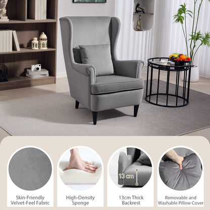 Wingback Chair, Modern Accent Chair for Living Room Bedroom, Grey