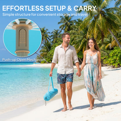 1.7 m Beach Umbrella, Adjustable Height Portable Parasol, Blue