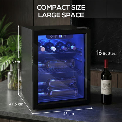 16 Bottle Wine Cooler, 4-16°C Under Counter Drinks Beer Wine Fridge