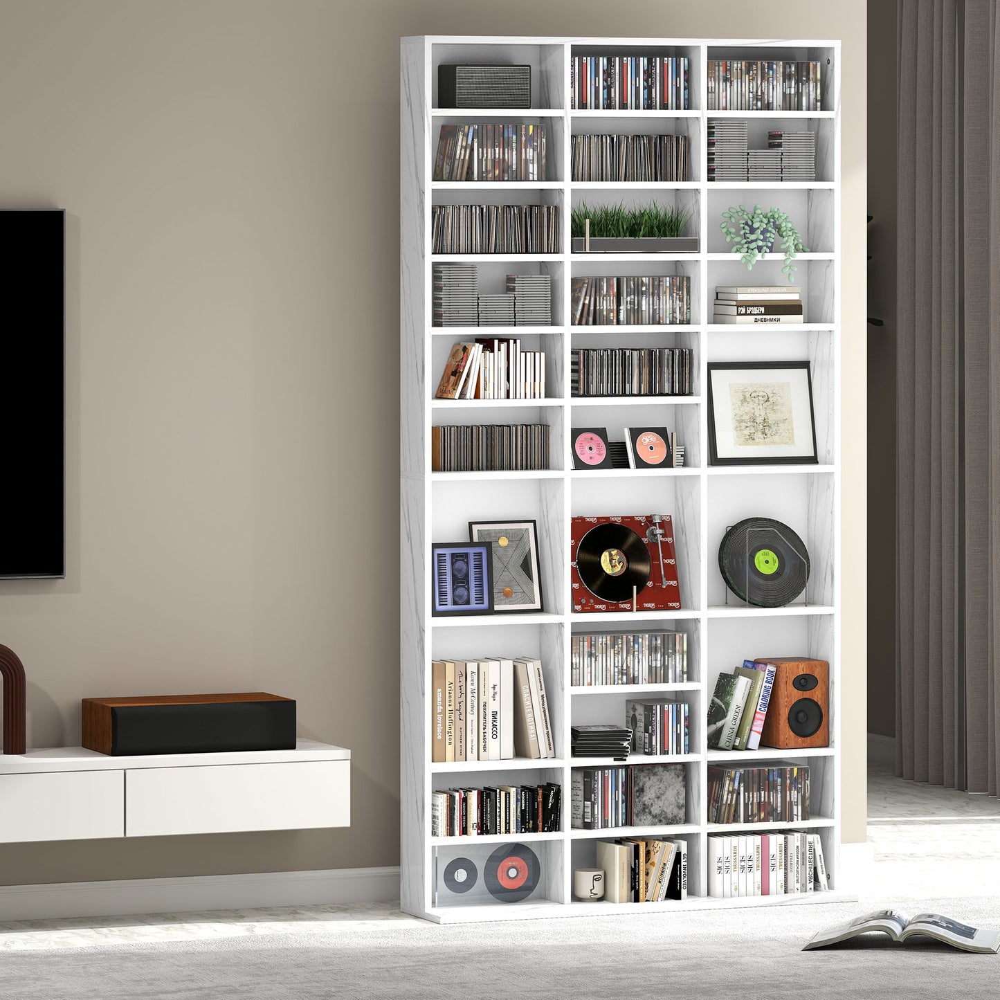 DVD CD Media Storage Rack, Video Display Unit, Marble Effect