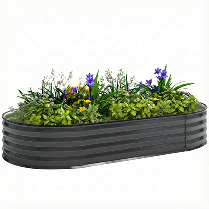Galvanised Raised Garden Bed Planter Box, Dark Grey